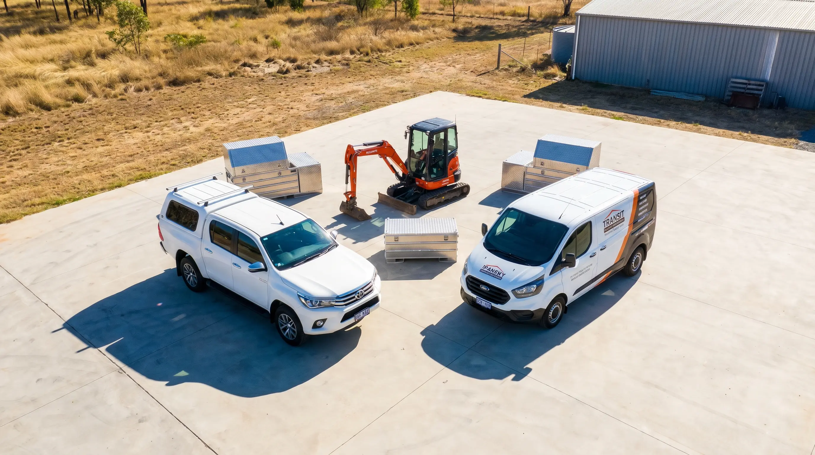 Australian trade business equipment on a sunny Queensland site