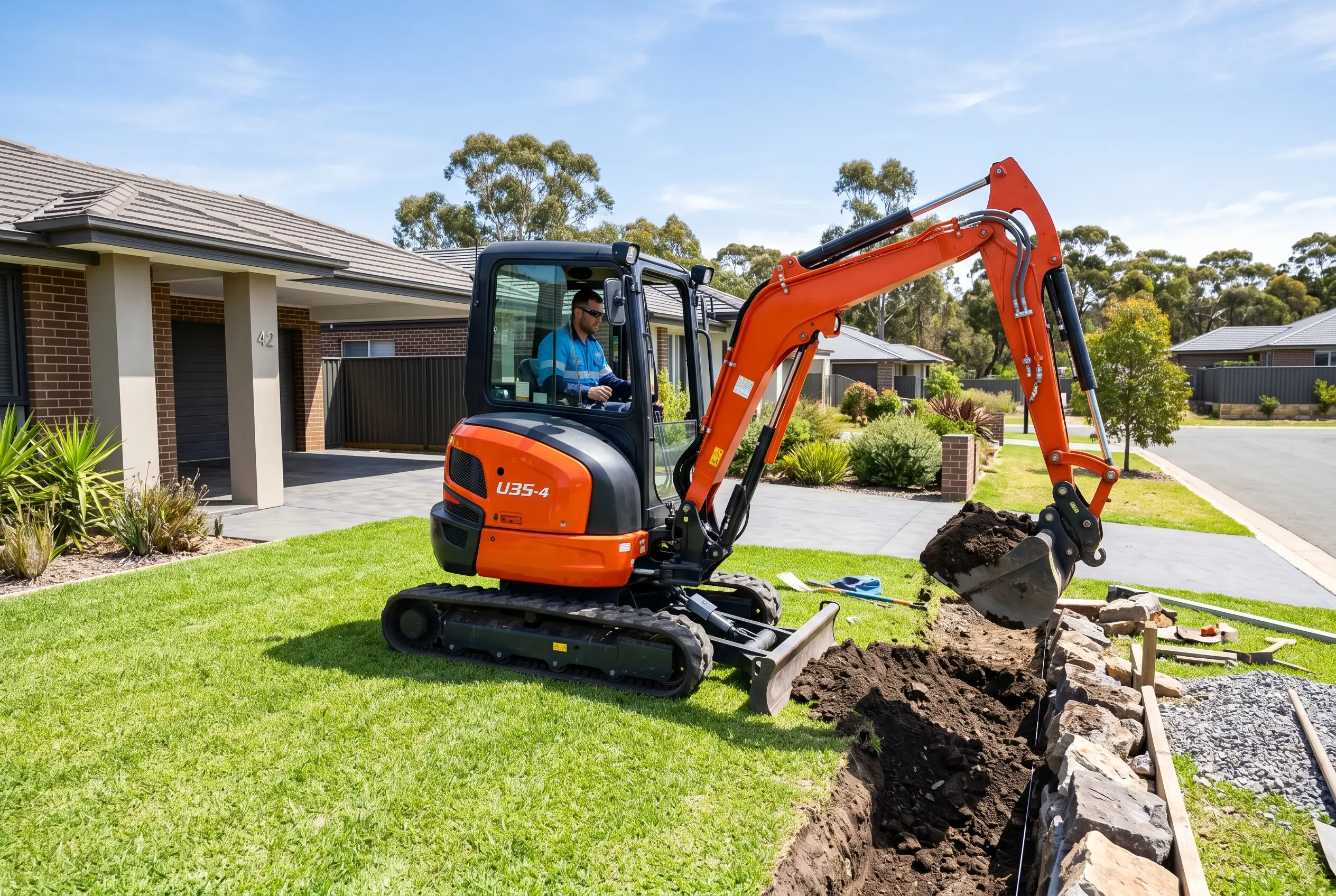 Compact skid steer loader working on an Australian construction site